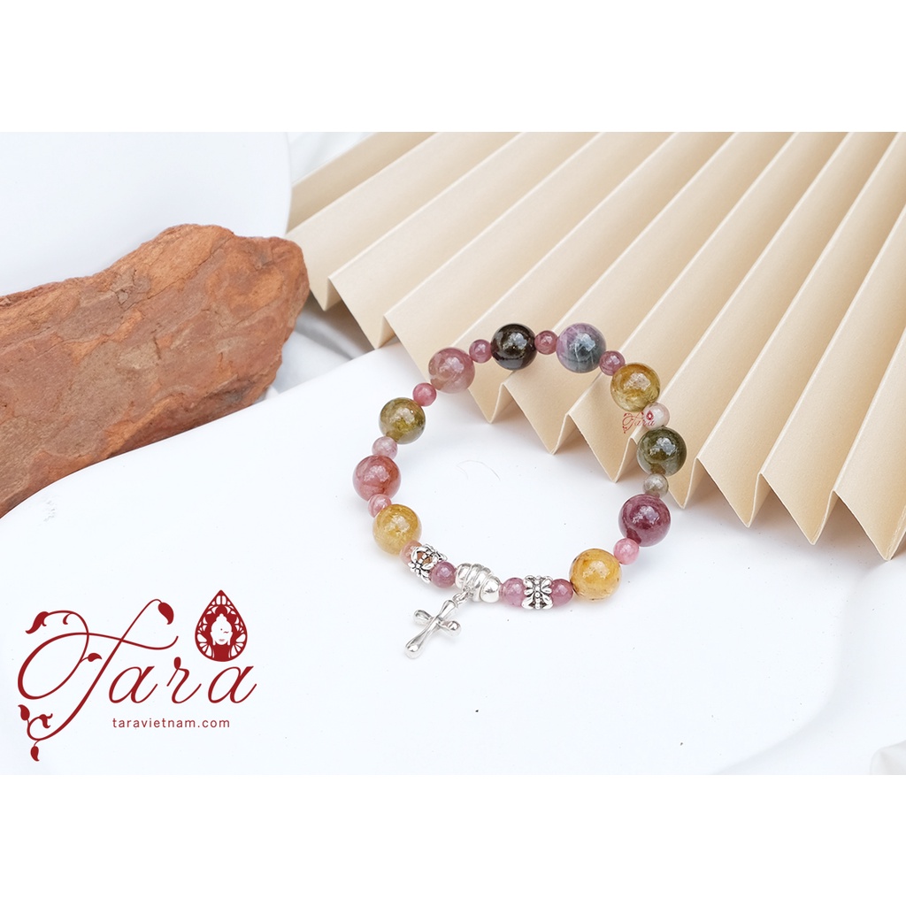 Vòng tay Tara Gems - Chuỗi Mân Côi Tourmaline đa mệnh mix charm bạc 925