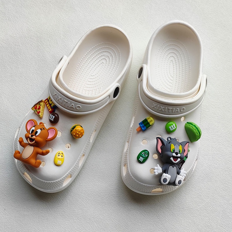 Phụ Kiện Khóa Gắn Giày Crocs Hình Mèo Chuột Hoạt Họa Đáng Yêu Cho Bé