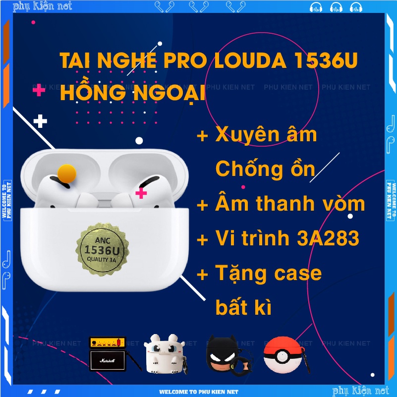 ,Tai Nghe Bluetooth , chip louda 1536u ,Chống Ồn Xuyên Âm - Định Vị Đổi Tên - Sạc Không Dây