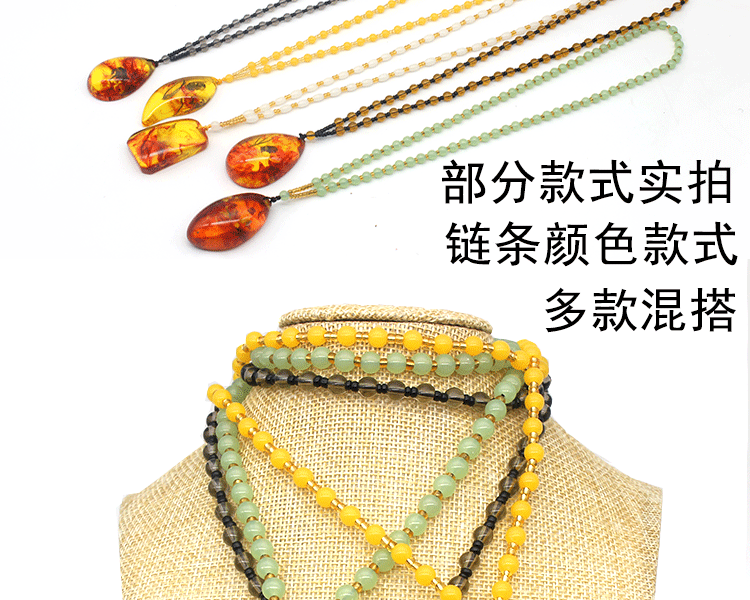 Vòng cổ mặt hóa thạch động vật và thực vật thiên nhiên