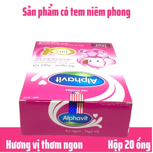 Alphavit Ăn Ngon Ngủ Tốt - Giúp Bé Ăn Ngon Ngủ Tốt - Tăng Hấp Thu - Tăng Cường Sức Đề Kháng - Hộp 20 Ống Nhựa Bẻ