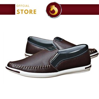 [GIÀY CHÍNH HÃNG] GIÀY LƯỜI NAM DA MỀM  HAI MÀU NÂU ĐEN TRENDY GL12