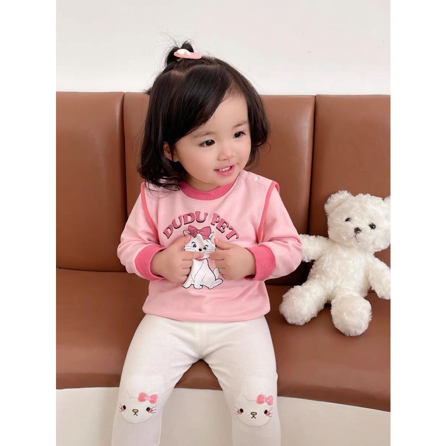 Quần dài cotton zip thêu hình thu đông cho bé gái Namkidshop (V807)
