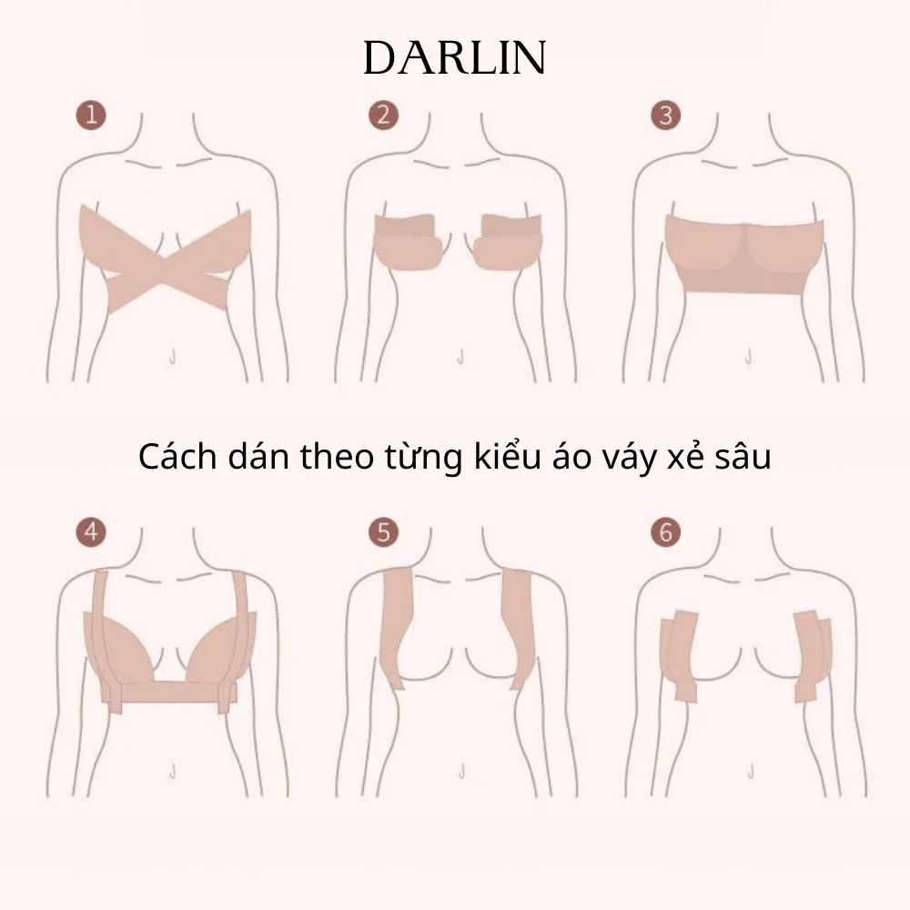 Miếng Băng Dán Nâng Ngực Darlin Siêu Dính Chống Nước Mặc Áo Hở Lưng Váy Xẻ Ngực Sâu Đa Năng Cho Nữ