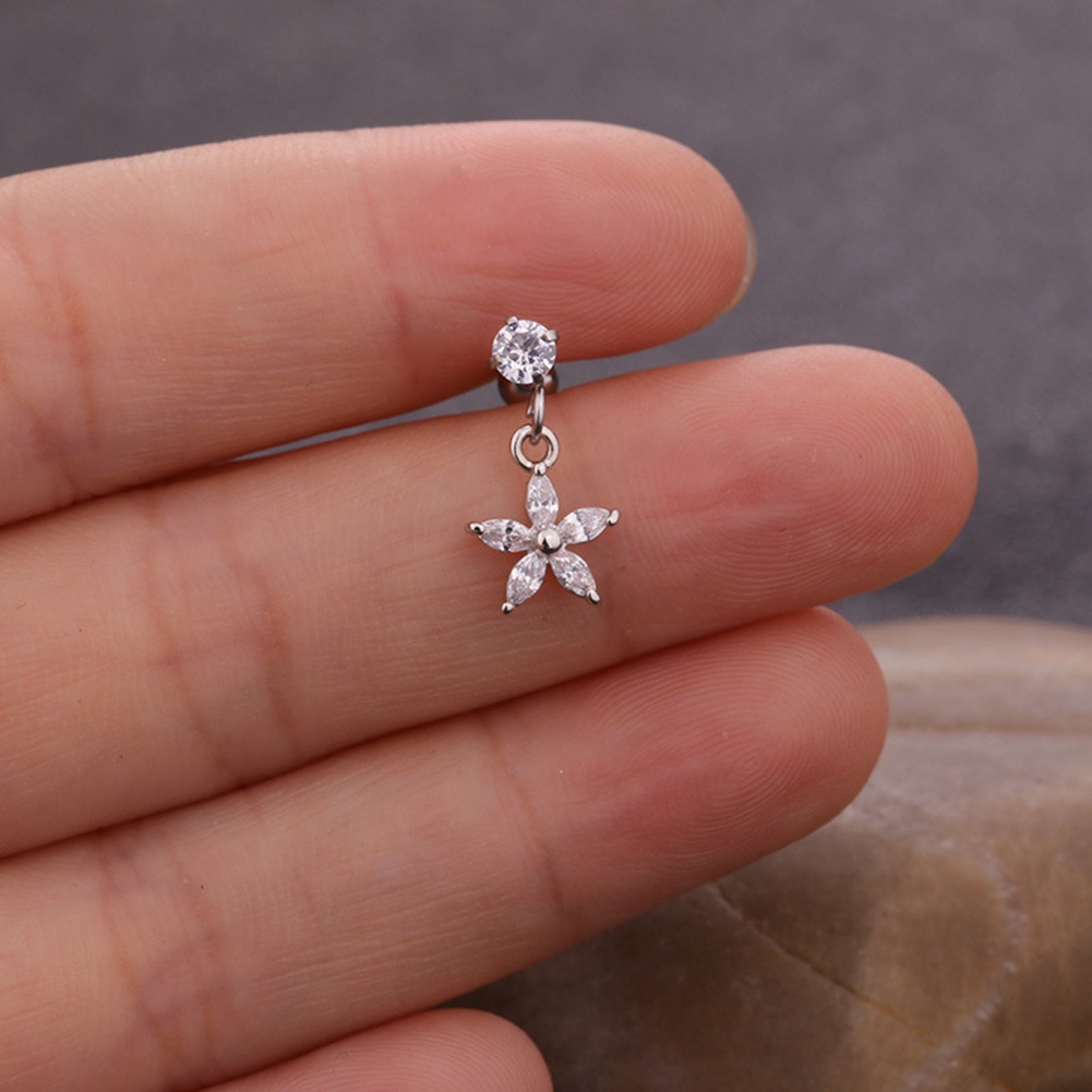 Bông Tai Hình Hoa / Ngôi Sao Đính Đá Zircon Dễ Thương Thời Trang Cho Nữ