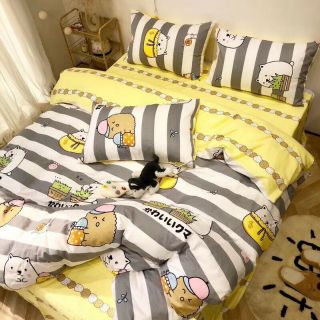 Bộ Chăn Ga Gối Gấu Mini Cotton Poly