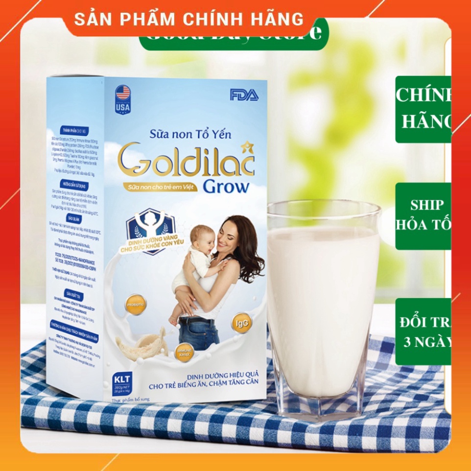 Sữa non tổ yến Goldilac Grow 1 hộp 392gram - 1 hộp gồm 28 gói và mỗi gói 14 gram