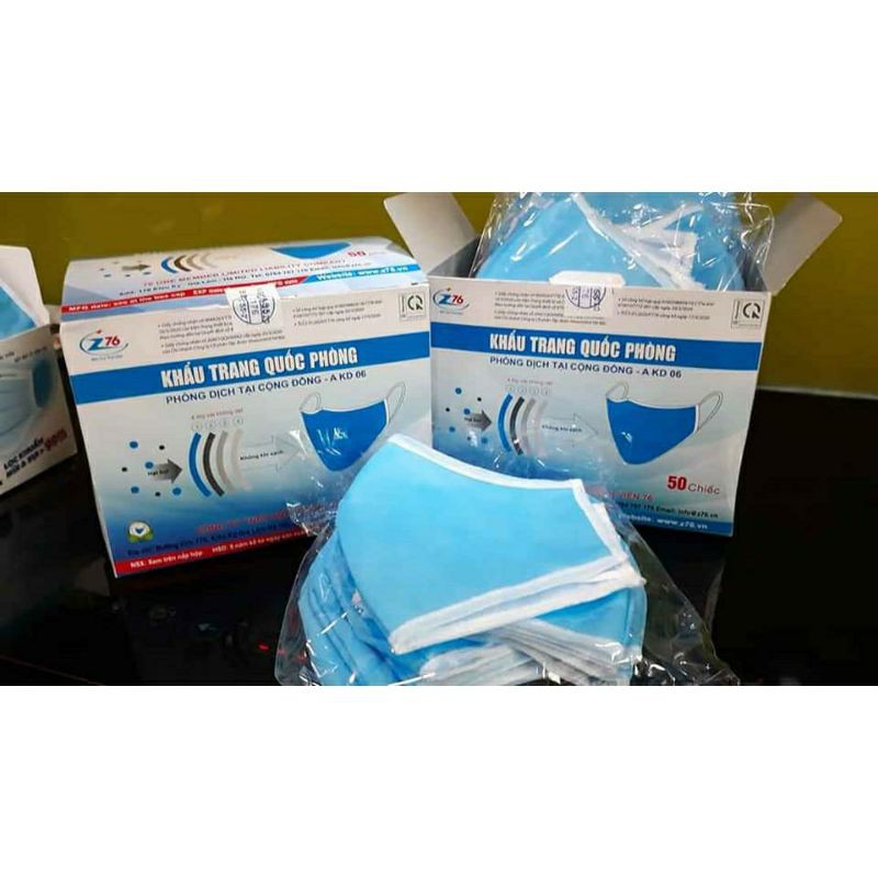 Sét 50 Khẩu trang Quốc Phòng 4 lớp, vải không dệt, tái sử dụng