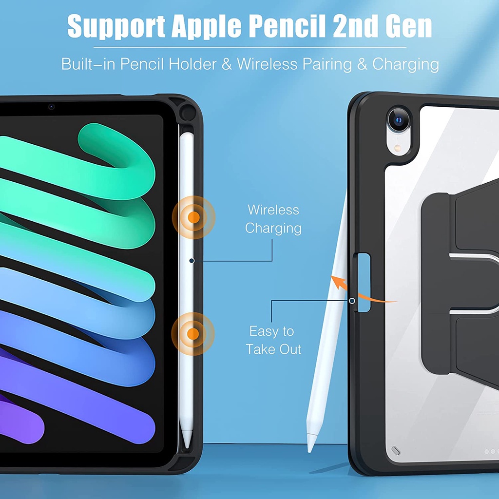 Bao Da Máy Tính Bảng Có Thể Xoay 360 Độ Cho ipad Mini 6 8.3 inch (2021 Model) ipad 7/8/9 Air410.9 Air5 2022 pro12.9 inch
