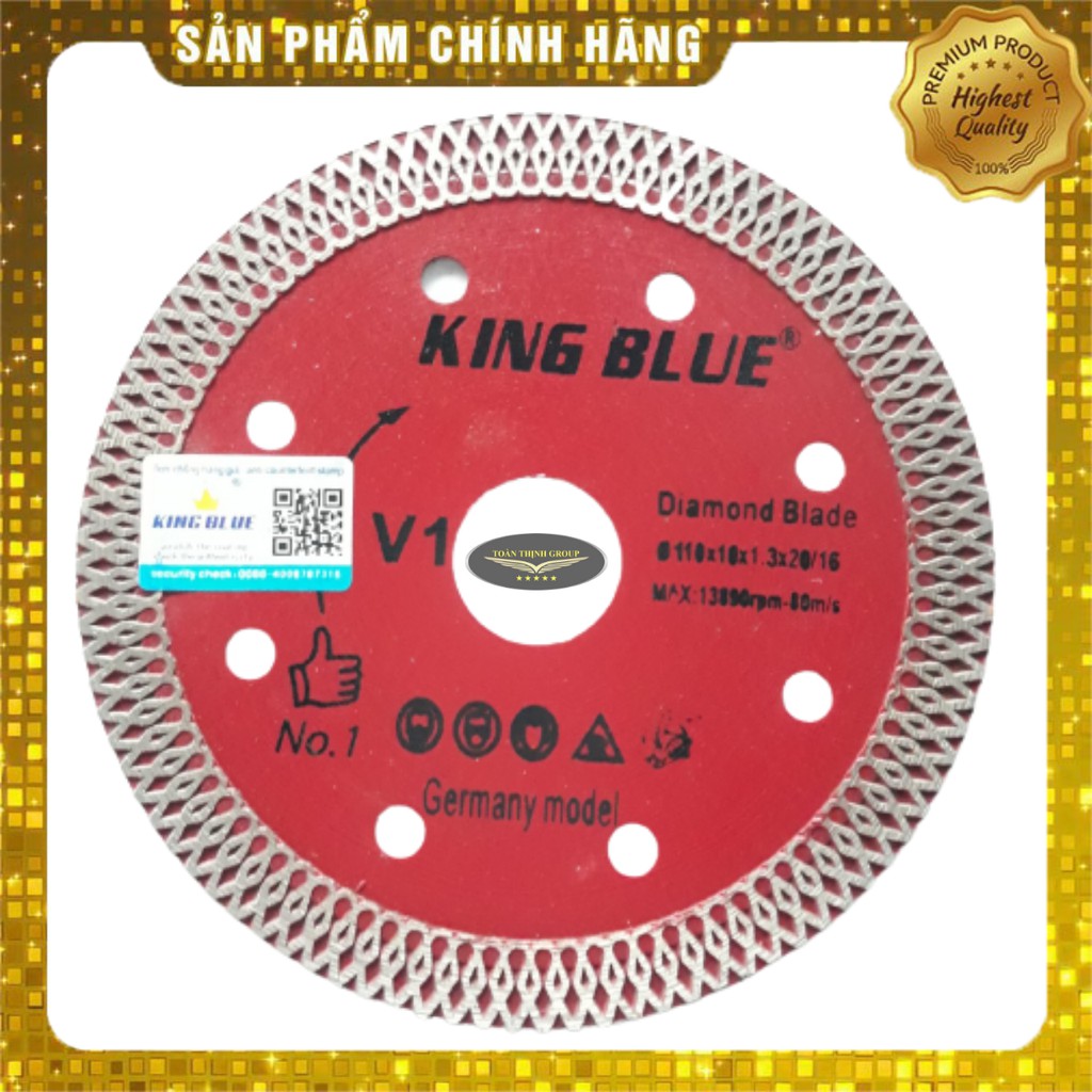 Lưỡi Cắt Gạch Đa Năng 2 Chiều Hiệu KingBlue 110mm - Cắt Khô, Cắt Ướt - Sử Dụng Cho Men, Đá Granite,Tôn, Nhựa