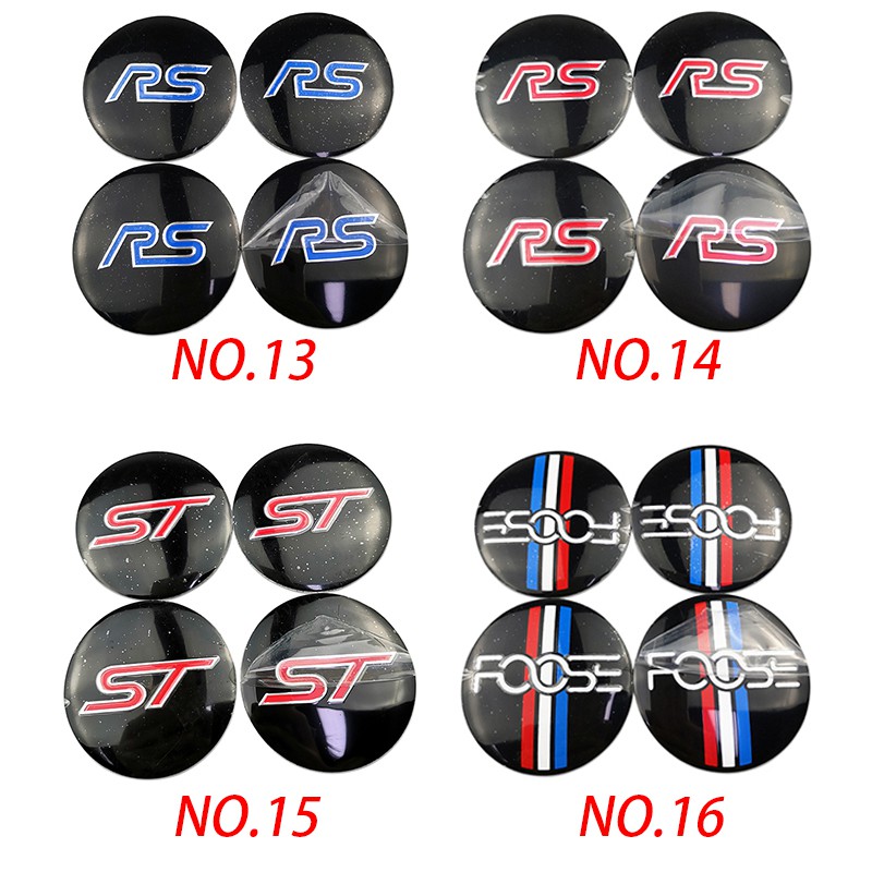 Bộ 4 Miếng Dán Kim Loại 56mm Trang Trí Nắp Trục Bánh Xe Hơi ford escort fiesta focus mustang shelby wolf chip rs st