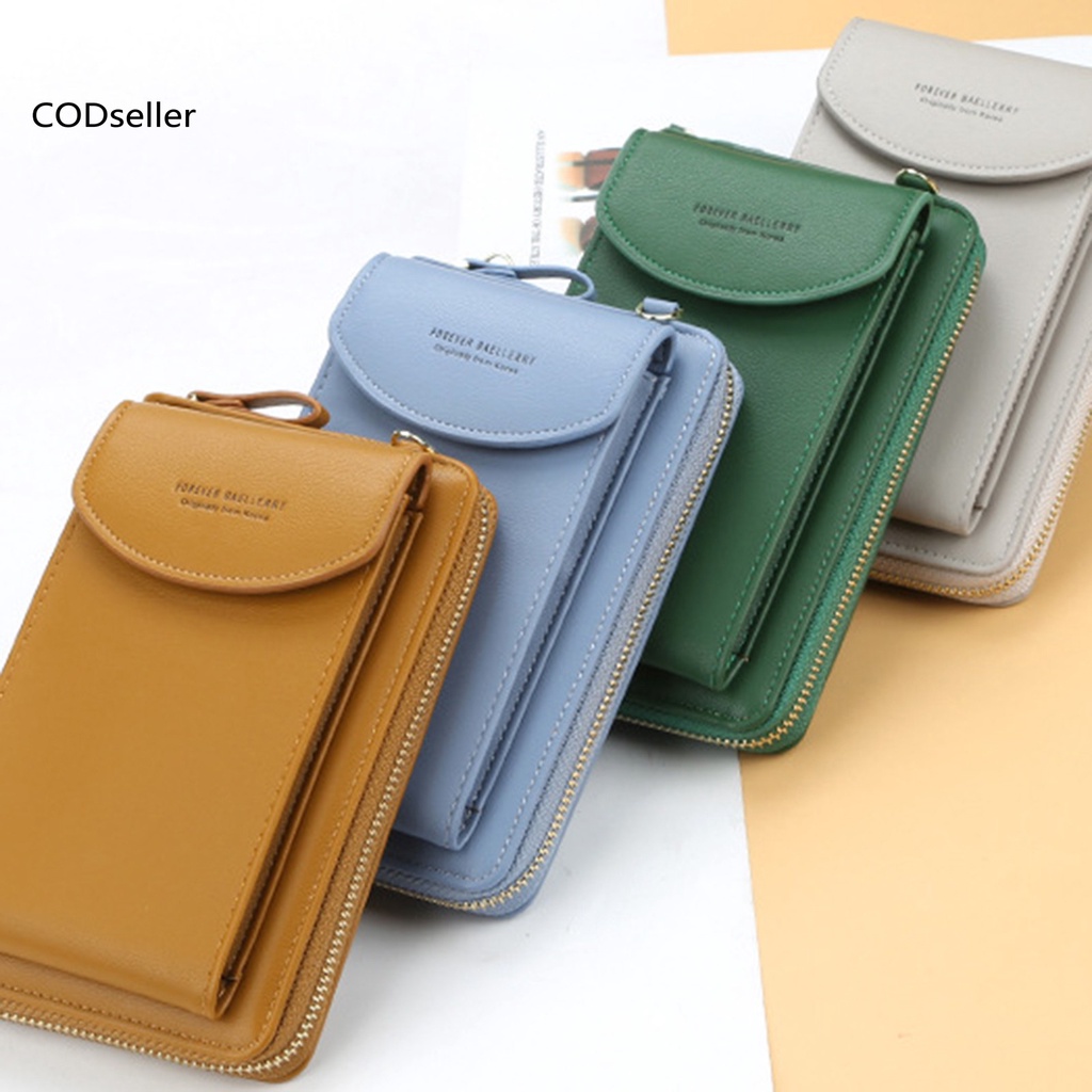 COD_ Useful Phone Bag Zipper Closure Multi Pocket Shoulder Bag Simple for Shopping