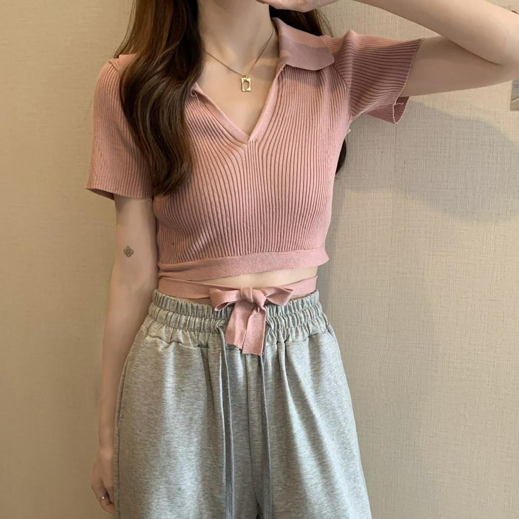 Áo thun ngắn tay cổ tròn thời trang Hàn Quốc dành cho nữ