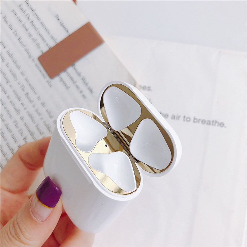Miếng dán chống bẩn airpod chống bụi tai nghe airpods 1 2 3 pro skin chất liệu kim loại mới 18k KinoShop