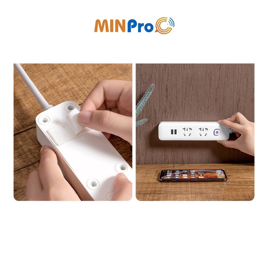 Ổ cắm điện đa năng thông minh MINPRO chống giật cao cấp, có công tắc, nhiều lỗ USB đa năng sạc đt xiaomi