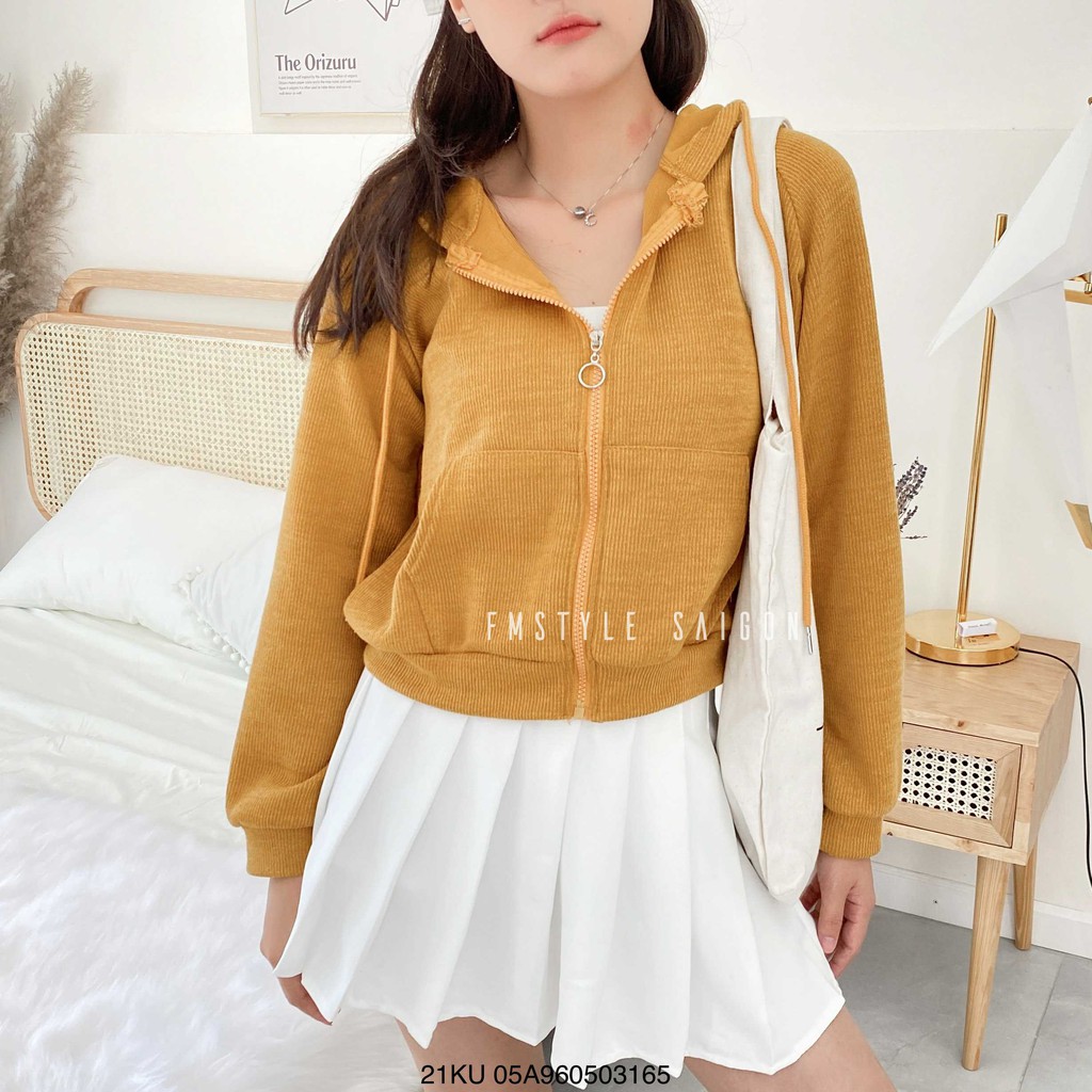 Áo khoác tay dài có nón trơn ulzzang thời trang nữ VM STYLE 21KU05A960503