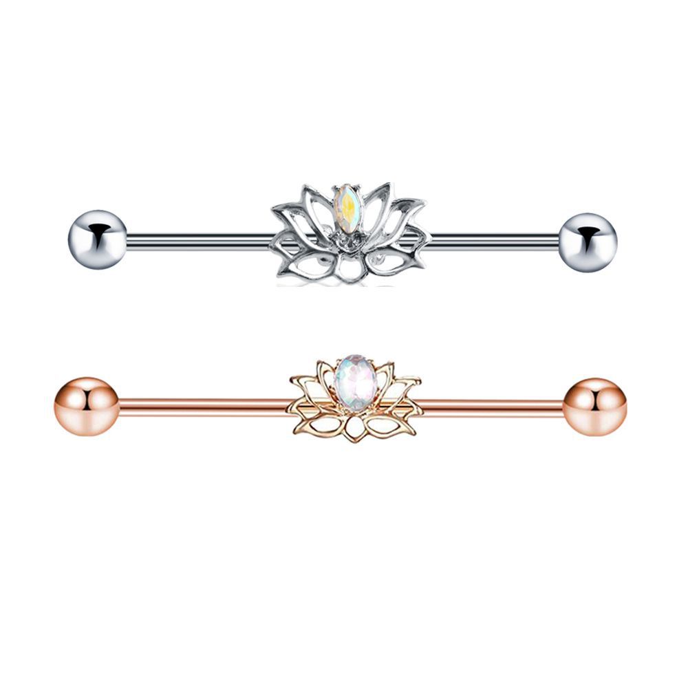 Khuyên Tai Thanh Thẳng Dài Bằng Thép Titan Hình Hoa Sen Tragus Helix Labret Punk cartilage Hàng Mới Về