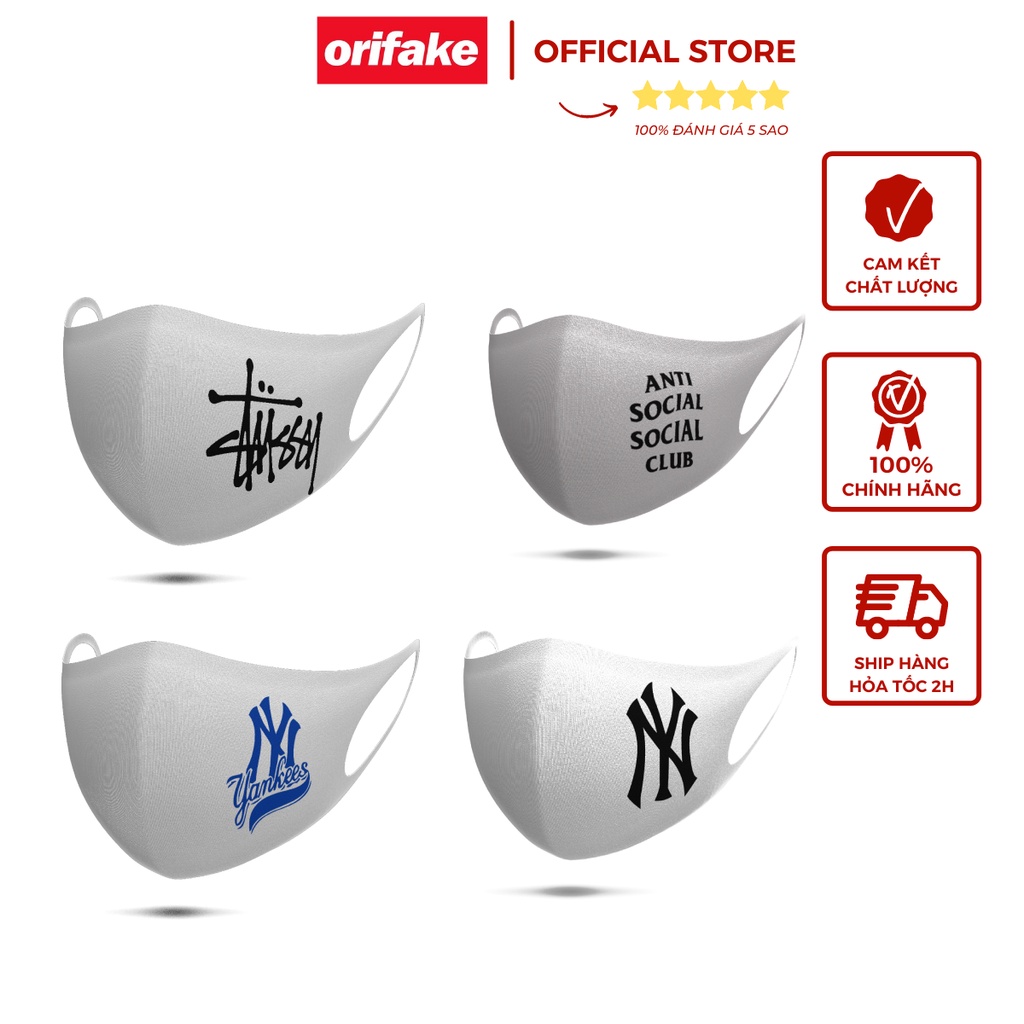 Khẩu trang vải NY, Stussy,,... khẩu trang vải trắng MLB
