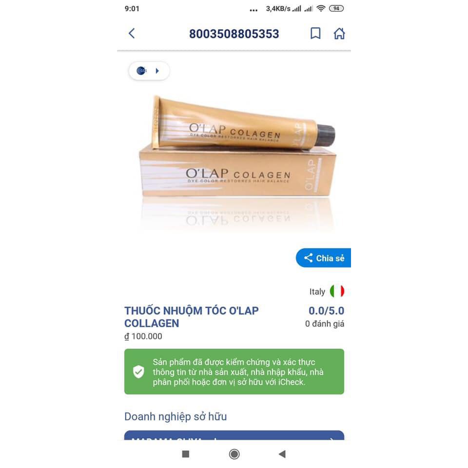 Màu Nhuộm Tóc OLAP COLLAGEN
