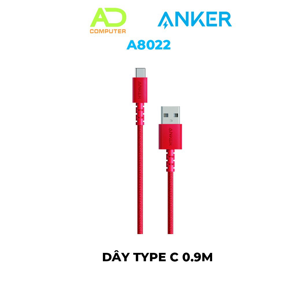 Cáp sạc Type C ANKER PowerLine Select+ USB-C ra USB 2.0 dài 0.9m Hàng Chính Hãng- A8022