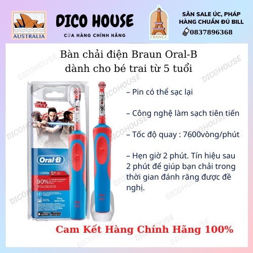 Bàn Chải Điện Oral-B Stages Power Cho Bé Gái, Bé Trai 5 tuổi