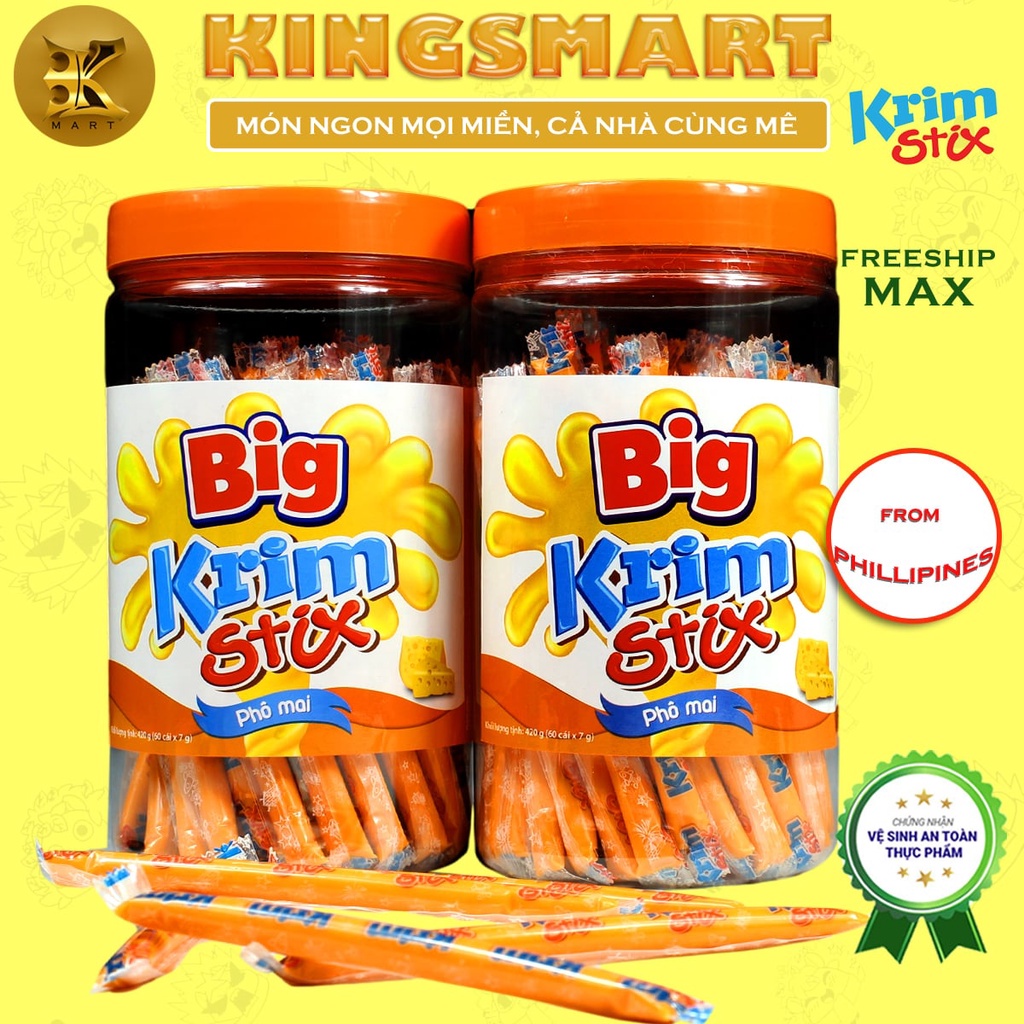 Kẹo phô mai tan chảy dạng que BIG KRIM STIX (Hũ 60 que/ 420G)