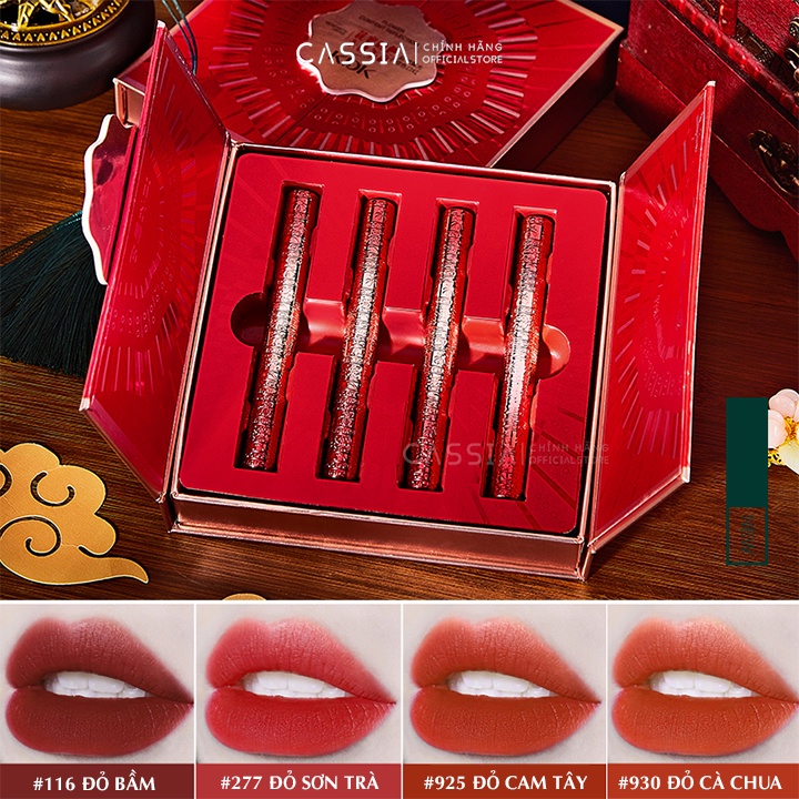 Set son thỏi lì điêu khắc hoa văn 4 cây dưỡng môi lâu trôi, Set son lì nội địa trung KDK 4 màu hot trend siêu tôn da