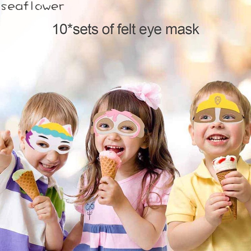 Set 10 Mặt Nạ Vải Nỉ Bảo Vệ Mắt Dành Cho Ba Mẹ Và Bé Trong Các Bữa Tiệc