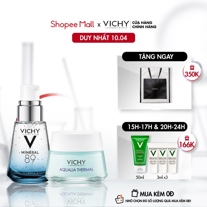 [Mã COSVIBD10 giảm 10% đơn 600K] Bộ Dưỡng Chất Khoáng Vichy Mineral 89 30ml&amp;mặt nạ ngủ Aqualia Thermal Night Spa15ml