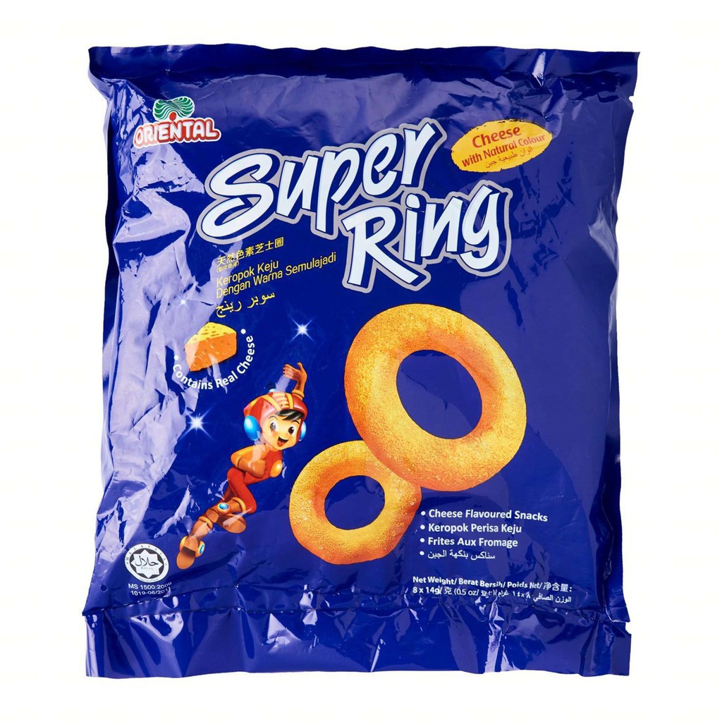 Hàng siêu thị - Snack Super Ring Cheese Oriental/Chesse Ball 112g (8 Gói x 14G)