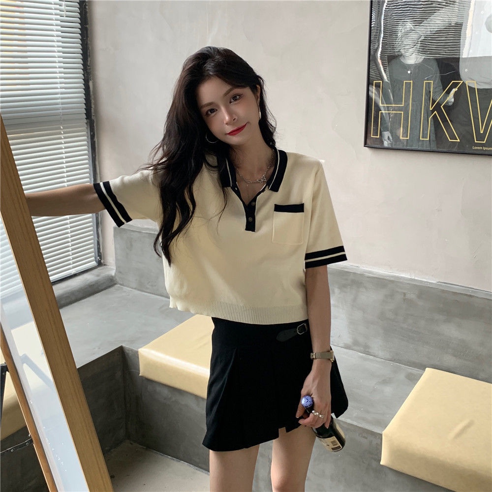 Áo thun croptop COZOKC tay ngắn dáng rộng phong cách Hàn Quốc