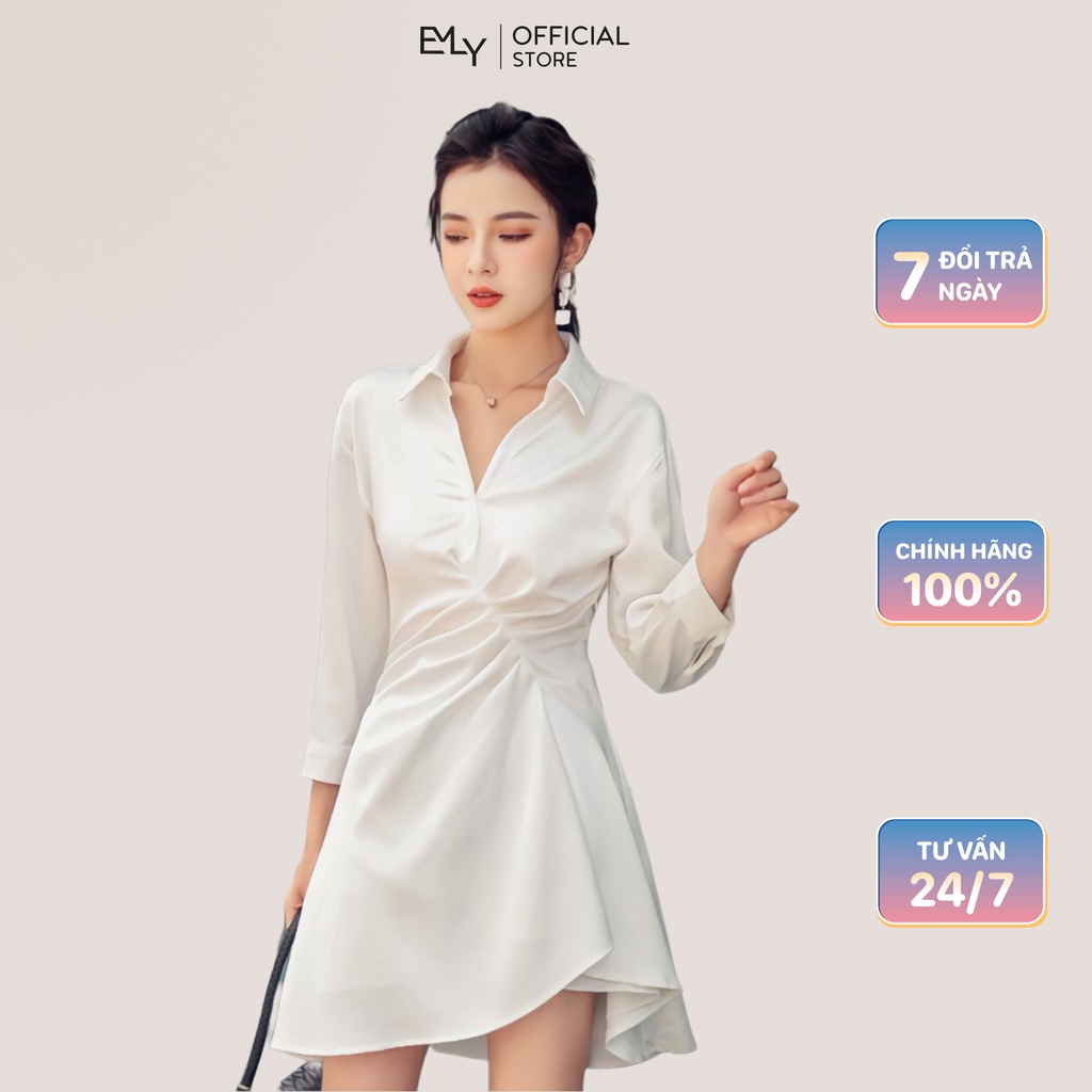 Đầm sơ mi nữ dáng ôm tay dài Emilyshop