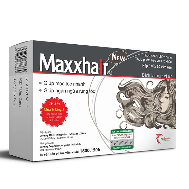 COMBO 6 MAXXHAIR Tích điểm tặng 1 hộp và Tặng kèm ngay 1 chai Vioga Hair