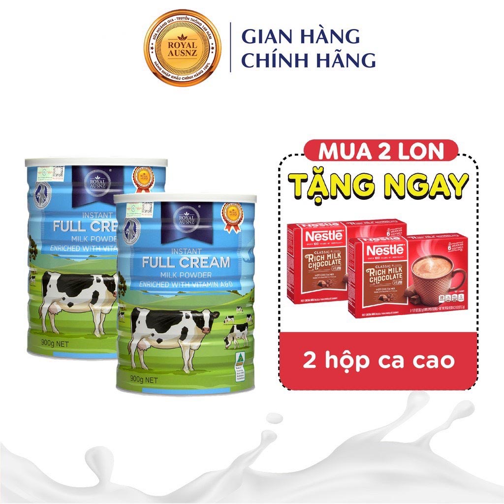 [COMBO 2 Sữa Tặng Quà] Sữa Bột Hoàng Gia Úc Nguyên Kem Vitamin A&D Full Cream Tổng Hợp Vitamin Cho Trẻ ROYAL AUSNZ 900g