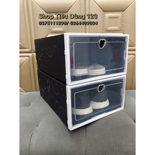 [ẢNH THẬT+VIDEO] Hộp đựng giày màu đen Nam, Nữ- Tủ Sắp Xếp Giày Nắp Nhựa Cứng
