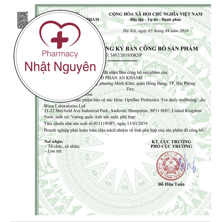 Men vi sinh Optibac xanh da trời Probiotics For Daily Wellbeing - Bổ sung lợi khuẩn, cải thiện hệ vi sinh đường ruột