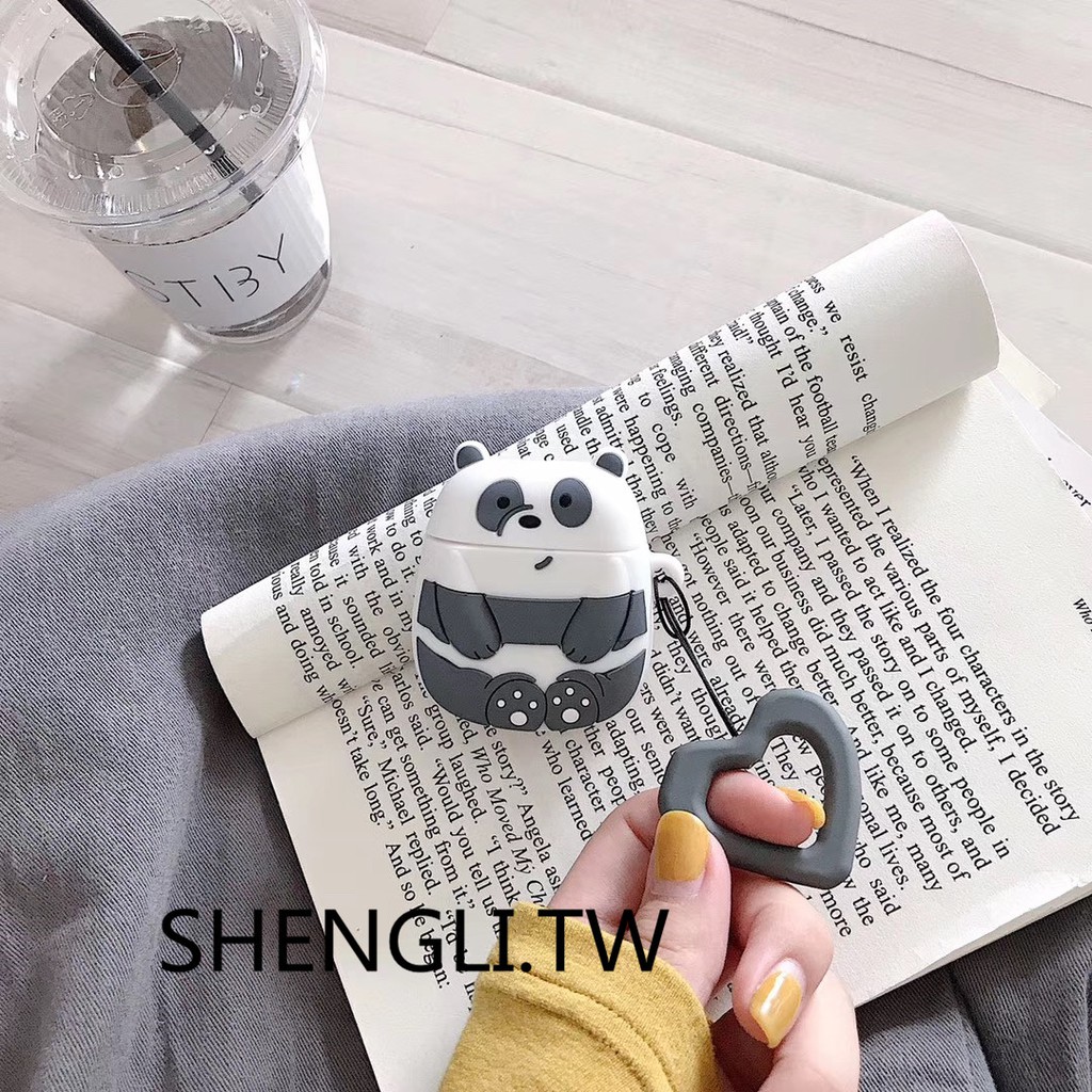 Vỏ bọc hộp đựng tai nghe không dây airpods 1 hình các chú gấu đáng yêu trong phim hoạt hình We bare bear