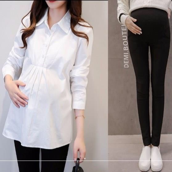 Áo sơ mi Bầu công sở thời trang thu đông dài tay A14