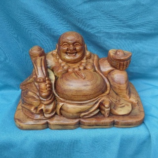 Di lặc ngồi để ô-tô - gỗ huyết long - size 15cm