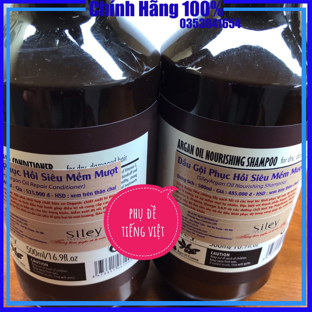 Dầu gội Siley Argan Oil dầu gội thảo dược dưỡng sinh phục hồi, ngăn rụng tóc 500ml, Mỹ phẩm tóc yến nhi