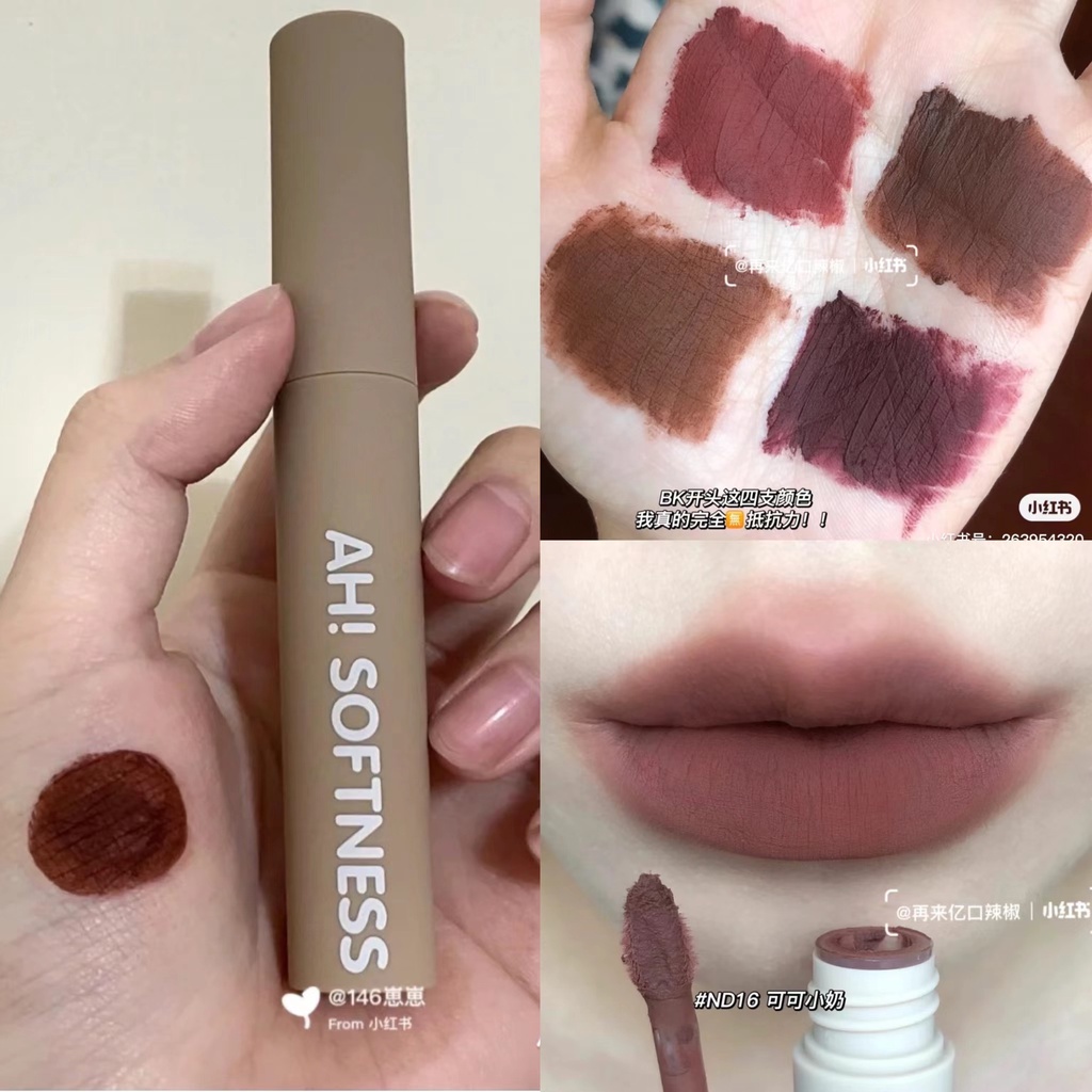 LEEMEMBER Son kem nhung lì mềm màu đỏ nâu nude mờ lâu trôi không thấm nước son môi lipstick