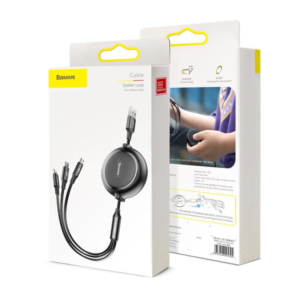 Dây cáp sạc nhanh dây rút 3 in 1 Lightning / Type-C / Micro USB hiệu Baseus G-Loop thế hệ II - Hàng chính hãng | BigBuy360 - bigbuy360.vn