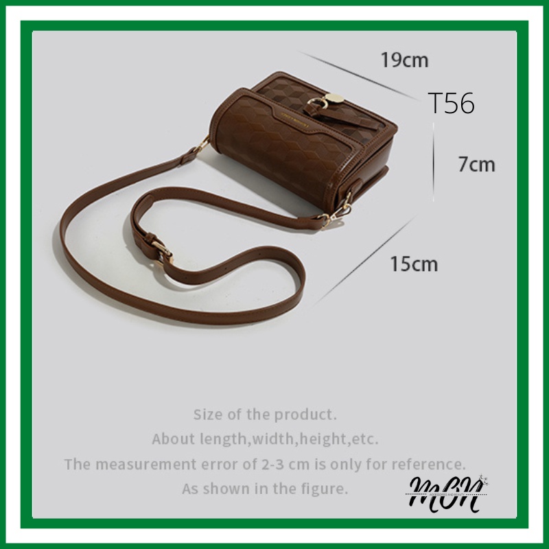 🌸sẵn🌸 Túi xách da nâu đeo chéo, đeo vai nữ CEEKAY chính hãng họa tiết kẻ sọc dập chìm - T56