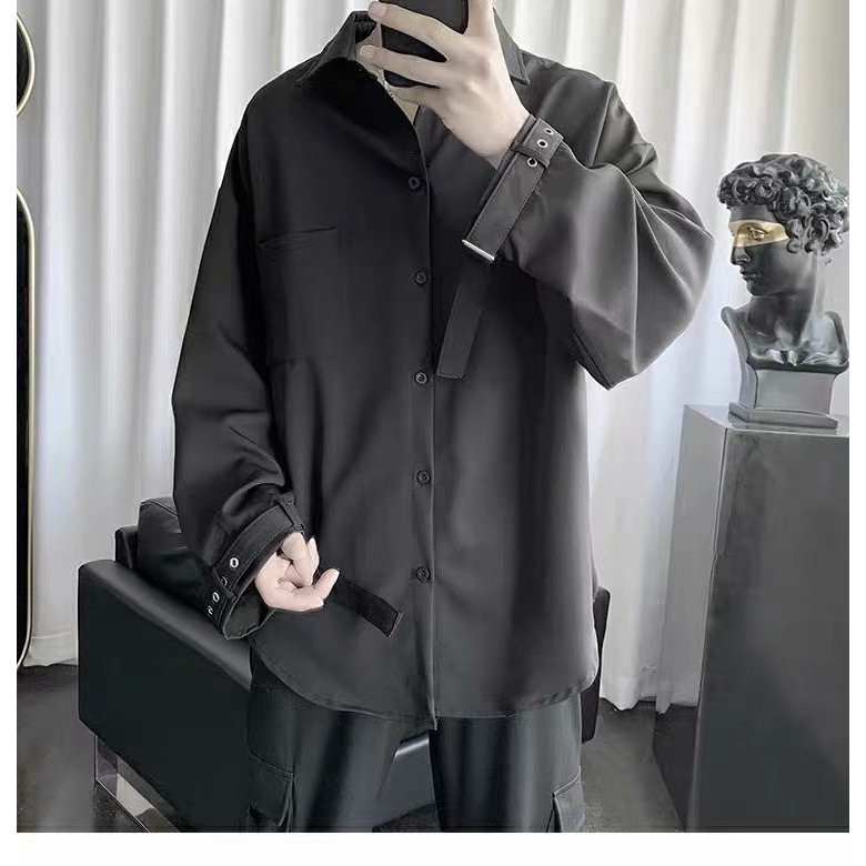 Áo Sơ Mi Dài Tay Oversize Cá Tính Theo Phong Cách Hàn Quốc Dành Cho Nam