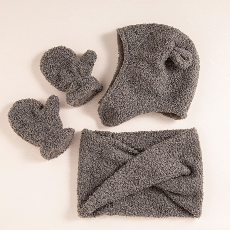 Bộ 3 Găng Tay + Mũ + Khăn Choàng + Găng Tay Giữ Ấm Mùa Đông Thiết Kế Dễ Thương