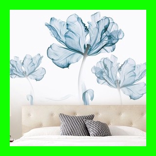 Decal dán tường hoa cánh mỏng xanh dương