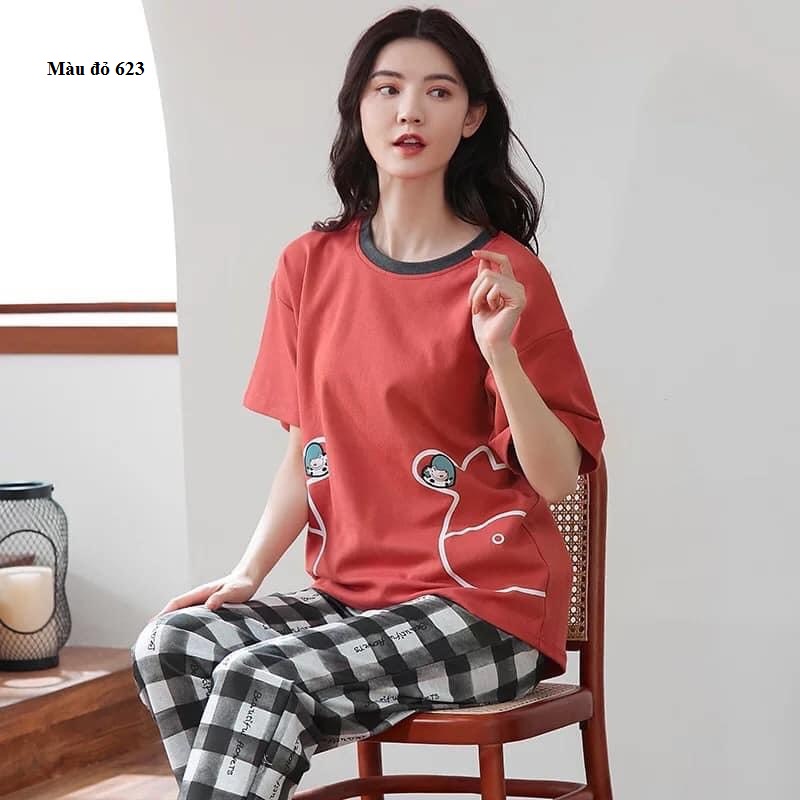 SH626 Bộ mặc nhà nữ quần lửng thun cotton cao cấp hàng nhập