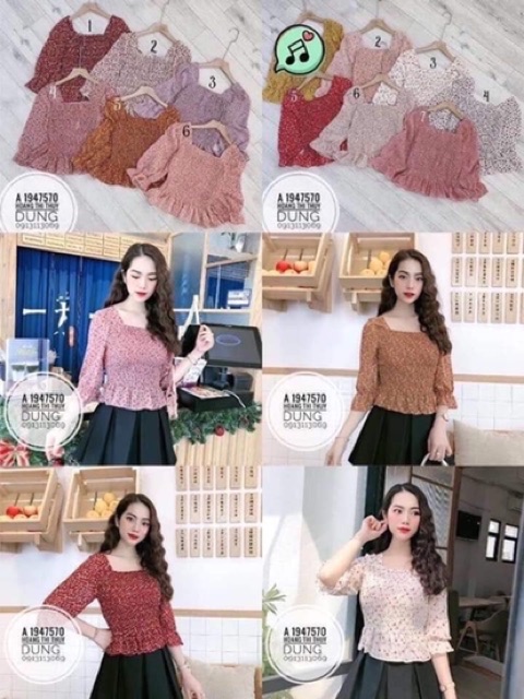 Áo babydoll hoa nhí cổ vuông | WebRaoVat - webraovat.net.vn