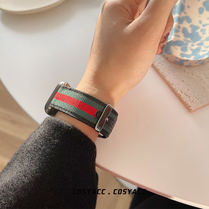 Dây Đeo Đồng Hồ Bằng nylon Họa Tiết Kẻ Sọc Thời Trang Dành Cho iwatch series 8 7 6 5 3 4 2 SE 41mm 45mm 40mm 44mm 42mm 38mm