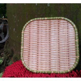 Đĩa nhựa mây tre đan VUÔNG | Cạnh 20cm